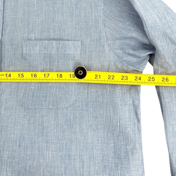 Daniel Cremieux Blue Button Down Long Sleeves Pocket Dress Shirt Linen Large - Picture 5 of 6